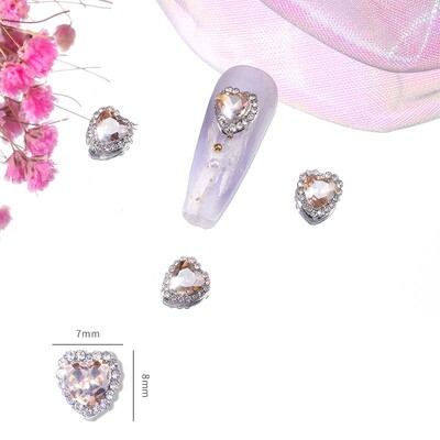 10 komada naljepnica za nokte s ljubavnim srcem 3D legura za Valentinovo Luksuzni svjetlucavi dijamant za nokte u obliku srca slatki DIY dodaci za nokte