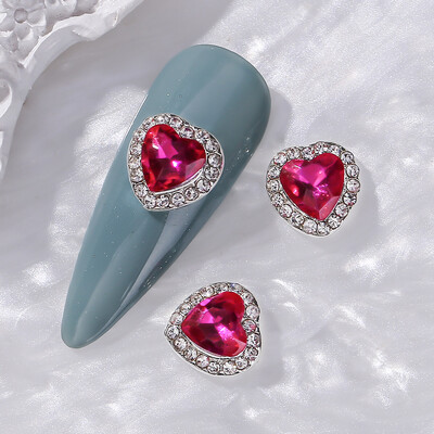 10 komada naljepnica za nokte s ljubavnim srcem 3D legura za Valentinovo Luksuzni svjetlucavi dijamant za nokte u obliku srca slatki DIY dodaci za nokte