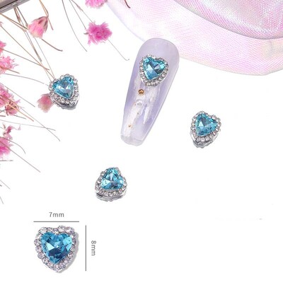 10 komada naljepnica za nokte s ljubavnim srcem 3D legura za Valentinovo Luksuzni svjetlucavi dijamant za nokte u obliku srca slatki DIY dodaci za nokte