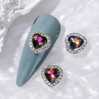 10 komada naljepnica za nokte s ljubavnim srcem 3D legura za Valentinovo Luksuzni svjetlucavi dijamant za nokte u obliku srca slatki DIY dodaci za nokte