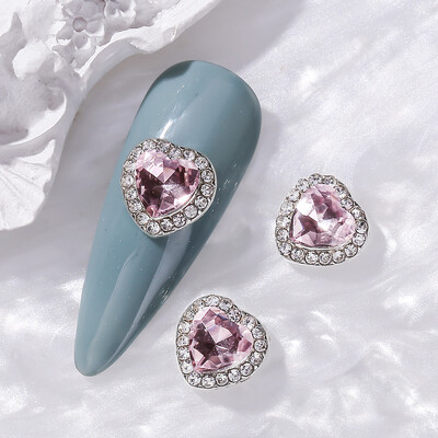 10 komada naljepnica za nokte s ljubavnim srcem 3D legura za Valentinovo Luksuzni svjetlucavi dijamant za nokte u obliku srca slatki DIY dodaci za nokte