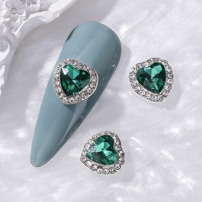 10 komada naljepnica za nokte s ljubavnim srcem 3D legura za Valentinovo Luksuzni svjetlucavi dijamant za nokte u obliku srca slatki DIY dodaci za nokte