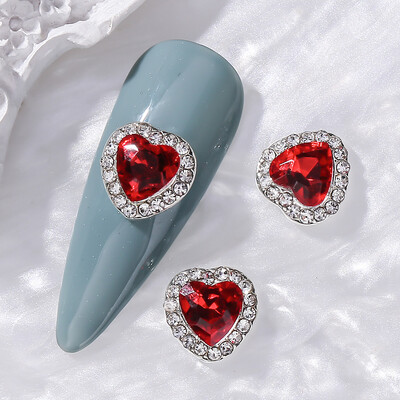 10 komada naljepnica za nokte s ljubavnim srcem 3D legura za Valentinovo Luksuzni svjetlucavi dijamant za nokte u obliku srca slatki DIY dodaci za nokte