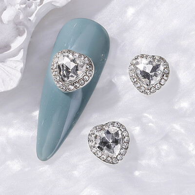 10 komada naljepnica za nokte s ljubavnim srcem 3D legura za Valentinovo Luksuzni svjetlucavi dijamant za nokte u obliku srca slatki DIY dodaci za nokte