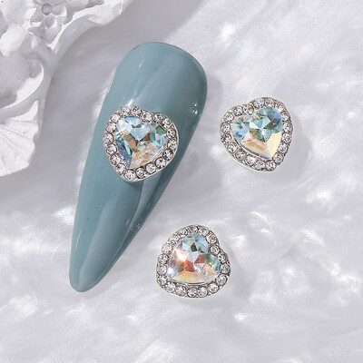 10 komada naljepnica za nokte s ljubavnim srcem 3D legura za Valentinovo Luksuzni svjetlucavi dijamant za nokte u obliku srca slatki DIY dodaci za nokte
