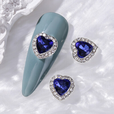 10 komada naljepnica za nokte s ljubavnim srcem 3D legura za Valentinovo Luksuzni svjetlucavi dijamant za nokte u obliku srca slatki DIY dodaci za nokte