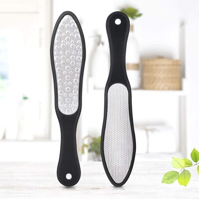 Rozsdamentes acél kétoldalas lábreszelők Kemény bőrre pedikűr Rasp Scrubber Callus Remover Csiszoló lábbőrápoló
