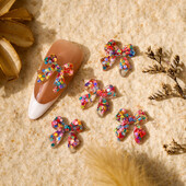 50 τεμ. Παγιέτα φιόγκος με κόμπο νυχιών γούρι 3D Sparkling Dreamy Clear Rainbow Πιγιέτα Φιόγκος Νυχιών DIY Εξαιρετικά αξεσουάρ νυχιών