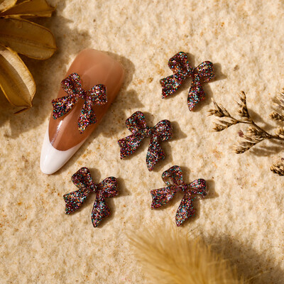 50 τεμ. Παγιέτα φιόγκος με κόμπο νυχιών γούρι 3D Sparkling Dreamy Clear Rainbow Πιγιέτα Φιόγκος Νυχιών DIY Εξαιρετικά αξεσουάρ νυχιών