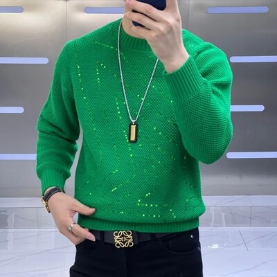 Ανδρικά πουλόβερ πλέξιμο από μασίφ κασμίρ Μαλακά ζεστά πουλόβερ με λαιμόκοψη χειμερινά μακρυμάνικα μπλουζάκια πουλόβερ D91