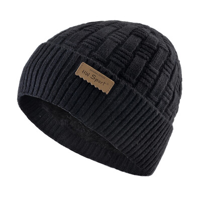 Χειμωνιάτικα ζεστά καπέλα για άντρες Πλεκτά χοντρά Skullies Beanies Ανδρικό καπό σκι για εξωτερικό χώρο Gorras Πλεκτό μονόχρωμο Add Velvet Beanie