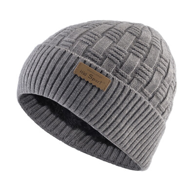 Χειμωνιάτικα ζεστά καπέλα για άντρες Πλεκτά χοντρά Skullies Beanies Ανδρικό καπό σκι για εξωτερικό χώρο Gorras Πλεκτό μονόχρωμο Add Velvet Beanie