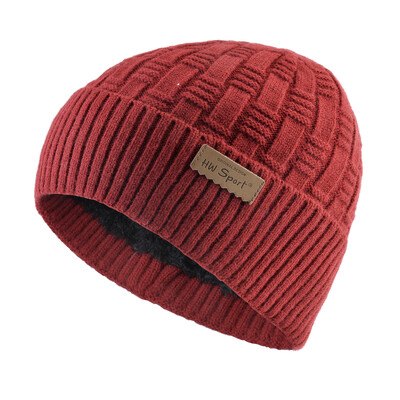 Χειμωνιάτικα ζεστά καπέλα για άντρες Πλεκτά χοντρά Skullies Beanies Ανδρικό καπό σκι για εξωτερικό χώρο Gorras Πλεκτό μονόχρωμο Add Velvet Beanie