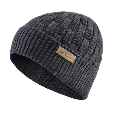 Χειμωνιάτικα ζεστά καπέλα για άντρες Πλεκτά χοντρά Skullies Beanies Ανδρικό καπό σκι για εξωτερικό χώρο Gorras Πλεκτό μονόχρωμο Add Velvet Beanie