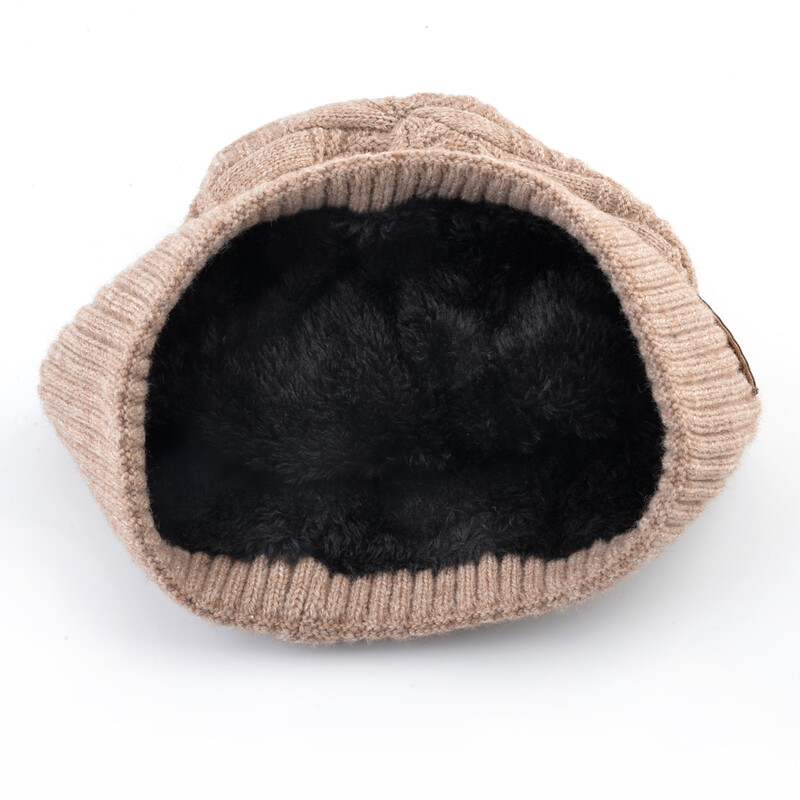 Χειμωνιάτικα ζεστά καπέλα για άντρες Πλεκτά χοντρά Skullies Beanies Ανδρικό καπό σκι για εξωτερικό χώρο Gorras Πλεκτό μονόχρωμο Add Velvet Beanie