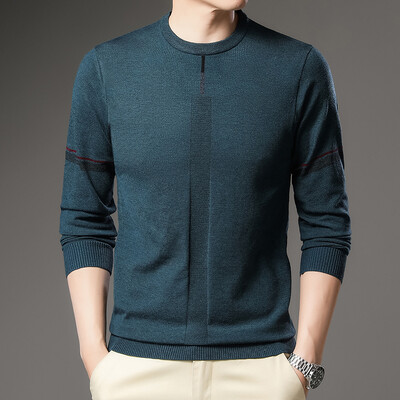 Νέο Ανδρικό πουλόβερ Μόδα Μονόχρωμο Ζεστό Πουλόβερ Business Casual Ανδρικό πουλόβερ με λαιμόκοψη