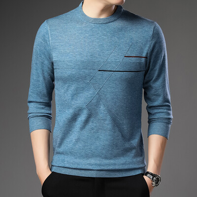 Νέο Ανδρικό πουλόβερ Μόδα Μονόχρωμο Ζεστό Πουλόβερ Business Casual Ανδρικό πουλόβερ με λαιμόκοψη