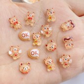50 Stuks Glitter Nagel καρτούν μεικτό χρώμα αρκουδάκι Hars 3d Nail Art Decoratie Studs Accessoires Benodigdheden