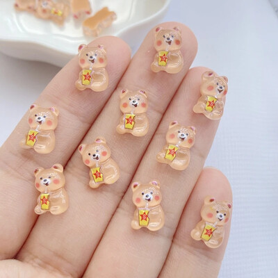 50 Stuks Glitter Nagel καρτούν μεικτό χρώμα αρκουδάκι Hars 3d Nail Art Decoratie Studs Accessoires Benodigdheden