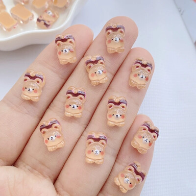 50 Stuks Glitter Nagel καρτούν μεικτό χρώμα αρκουδάκι Hars 3d Nail Art Decoratie Studs Accessoires Benodigdheden