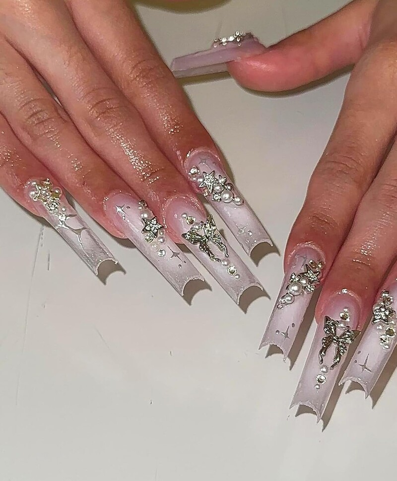 120PCS 3D privjesci za nokte s leptirima Srebrni Y2K dragulji za nokte i kamenčići Nakit s leptirima za nokte za nail art nokte