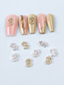 10PCS MIX Zlatni/srebrni privjesci za nokte u obliku dolara Metalne legure Nail Art Umetni kamenčići Nakit za manikuru Dodaci za nokte sa šljokicama