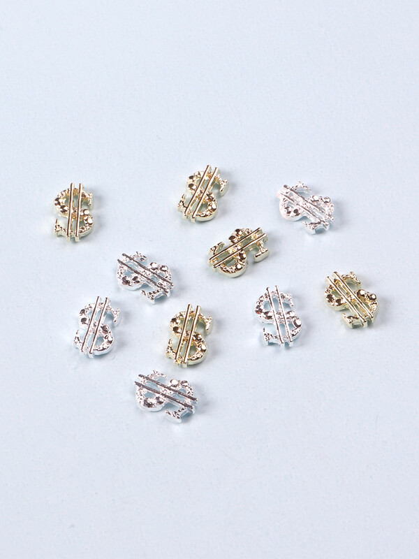 10PCS MIX Zlatni/srebrni privjesci za nokte u obliku dolara Metalne legure Nail Art Umetni kamenčići Nakit za manikuru Dodaci za nokte sa šljokicama