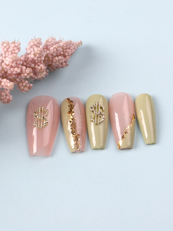 10PCS MIX Zlatni/srebrni privjesci za nokte u obliku dolara Metalne legure Nail Art Umetni kamenčići Nakit za manikuru Dodaci za nokte sa šljokicama