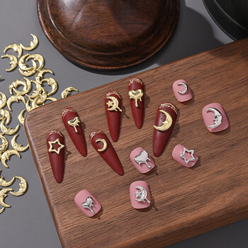 20 τμχ Alloy Moon Nail Art Charm 3D Χρυσό Ασημί πολυτελές Star Lava Heart Love Metal Στολίδι νυχιών DIY Εξαιρετικά αξεσουάρ νυχιών