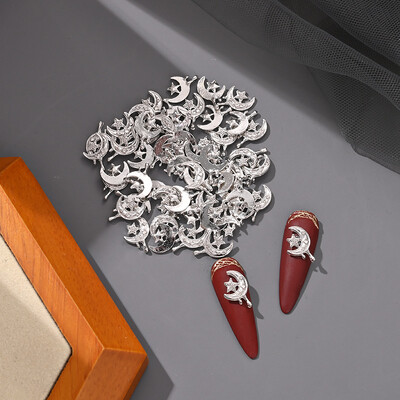 20 kom. Aluminijski mjesečev šarm za nokte 3D zlatno srebrna luksuzna zvijezda lava srce ljubavi metalni ukras za nokte DIY izuzetni dodaci za nokte