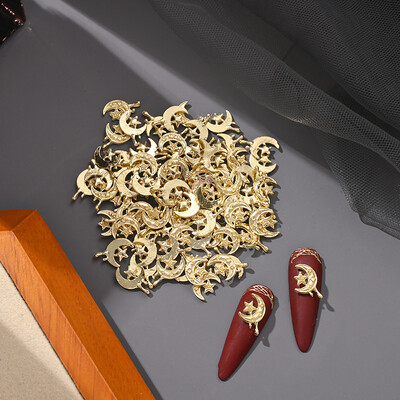 20 kom. Aluminijski mjesečev šarm za nokte 3D zlatno srebrna luksuzna zvijezda lava srce ljubavi metalni ukras za nokte DIY izuzetni dodaci za nokte