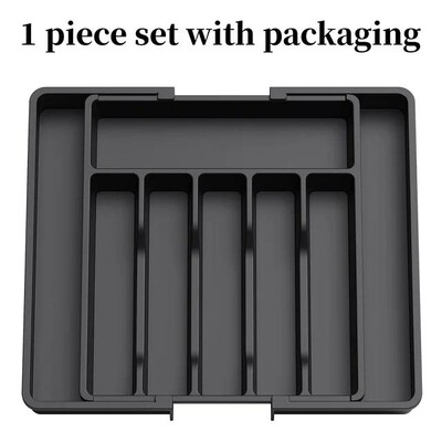 Organizator ladice za srebrninu Proširivi pladanj za posuđe za kuhinju Podesivi držač za jelo i pribor za jelo Crni organizator za pribor za jelo