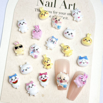 Animacinis filmas Mielas triušio katės nagų dailės žavesys Juokingi posakiai Žavingi triušio nagų papuošimai, skirti „pasidaryk pats“ plaukų segtukų nagams aksesuarai