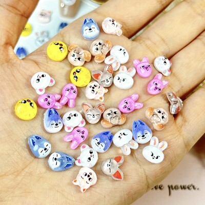 Animacinis filmas Mielas triušio katės nagų dailės žavesys Juokingi posakiai Žavingi triušio nagų papuošimai, skirti „pasidaryk pats“ plaukų segtukų nagams aksesuarai