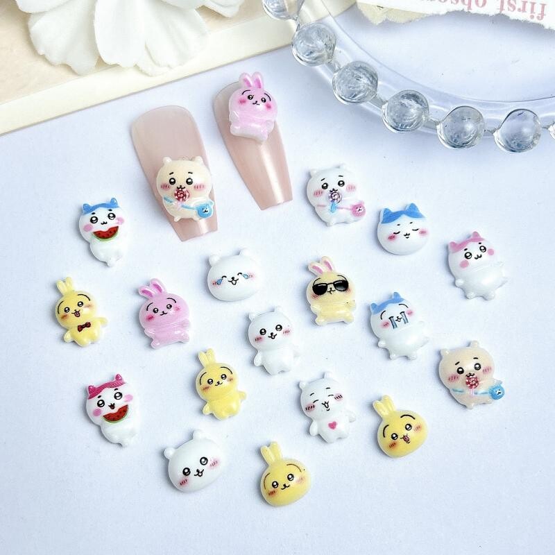 Animacinis filmas Mielas triušio katės nagų dailės žavesys Juokingi posakiai Žavingi triušio nagų papuošimai, skirti „pasidaryk pats“ plaukų segtukų nagams aksesuarai