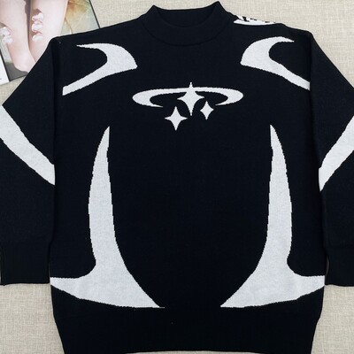 Muška vintage pletena odjeća Y2K Stars Graphic Puloveri Zimski Harajuku preveliki pulover pulover Unisex estetska ležerna odjeća