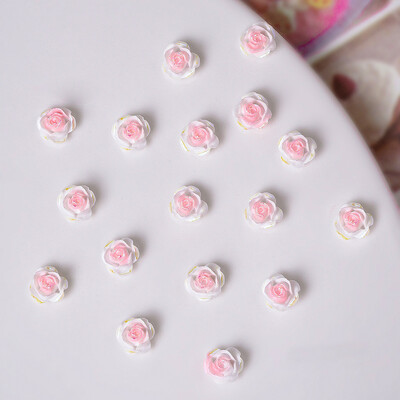 50 τμχ Ροζ Λευκό Λουλούδι με Πεταλούδα Γούρια νυχιών 3D Ρητίνη Kawaii Aurora Camellia Rose Nail Art Διακόσμηση Νυχτερινό Φως DIY Εξάρτημα νυχιών