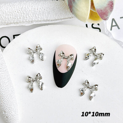 20 komada privjesaka za nokte od metalne legure Flatback Zlatno srebrna mašna Ukrasi za nokte DIY za akrilne dodatke za nokte