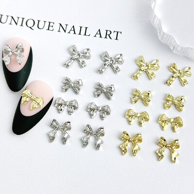20 komada privjesaka za nokte od metalne legure Flatback Zlatno srebrna mašna Ukrasi za nokte DIY za akrilne dodatke za nokte