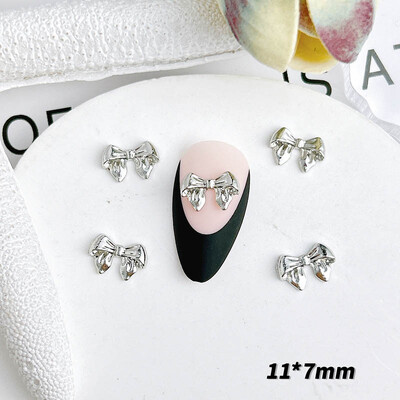 20 komada privjesaka za nokte od metalne legure Flatback Zlatno srebrna mašna Ukrasi za nokte DIY za akrilne dodatke za nokte