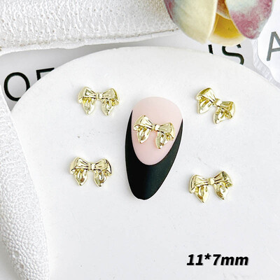 20 komada privjesaka za nokte od metalne legure Flatback Zlatno srebrna mašna Ukrasi za nokte DIY za akrilne dodatke za nokte