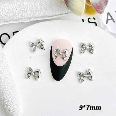 20 komada privjesaka za nokte od metalne legure Flatback Zlatno srebrna mašna Ukrasi za nokte DIY za akrilne dodatke za nokte