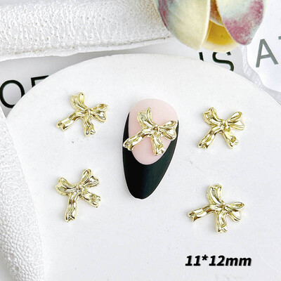 20 komada privjesaka za nokte od metalne legure Flatback Zlatno srebrna mašna Ukrasi za nokte DIY za akrilne dodatke za nokte