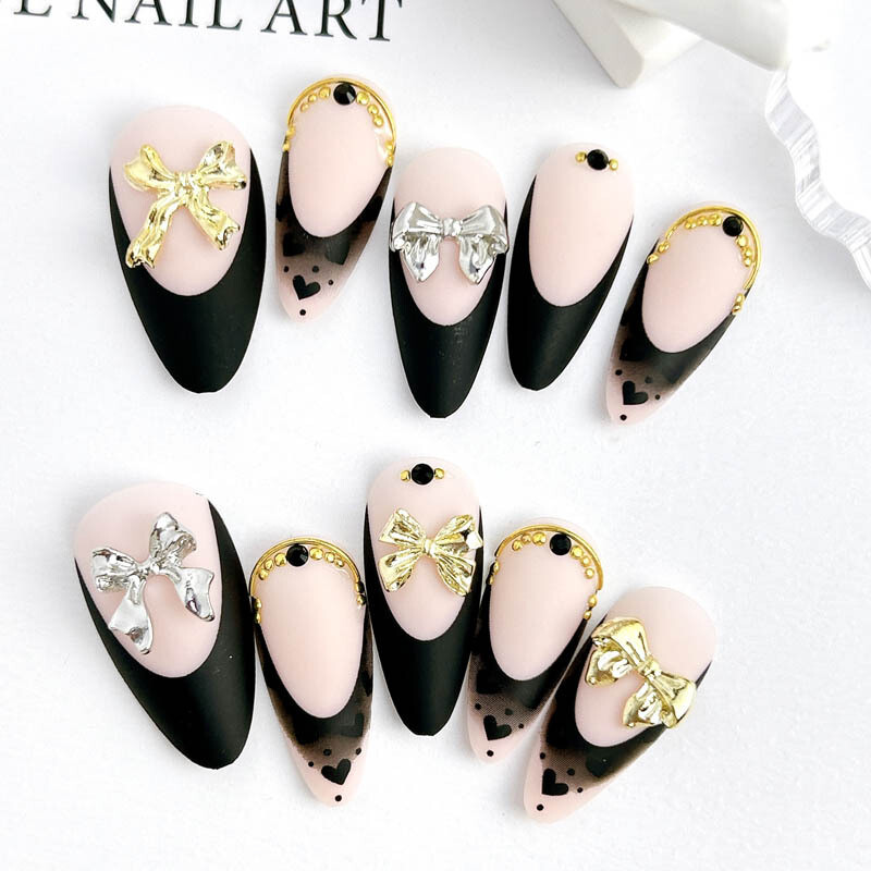 20 komada privjesaka za nokte od metalne legure Flatback Zlatno srebrna mašna Ukrasi za nokte DIY za akrilne dodatke za nokte