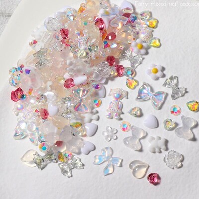 50 komada Mix Svjetleći ružin cvijet Nail Art Charms Mjesec Zvijezda Srce Aurora Butterfly Ukrasi za nokte Charms Y2K DIY dijelovi za manikuru