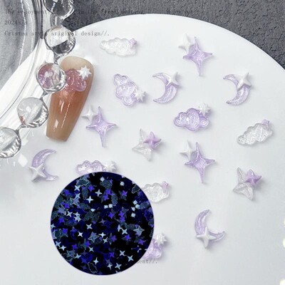 50 komada Mix Svjetleći ružin cvijet Nail Art Charms Mjesec Zvijezda Srce Aurora Butterfly Ukrasi za nokte Charms Y2K DIY dijelovi za manikuru