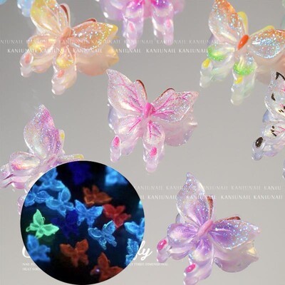 50 komada Mix Svjetleći ružin cvijet Nail Art Charms Mjesec Zvijezda Srce Aurora Butterfly Ukrasi za nokte Charms Y2K DIY dijelovi za manikuru