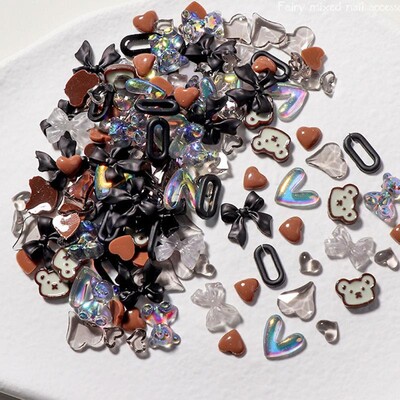 50 komada Mix Svjetleći ružin cvijet Nail Art Charms Mjesec Zvijezda Srce Aurora Butterfly Ukrasi za nokte Charms Y2K DIY dijelovi za manikuru