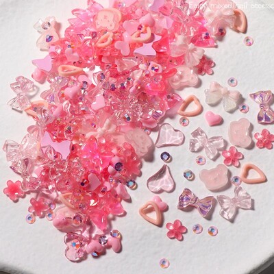 50 komada Mix Svjetleći ružin cvijet Nail Art Charms Mjesec Zvijezda Srce Aurora Butterfly Ukrasi za nokte Charms Y2K DIY dijelovi za manikuru