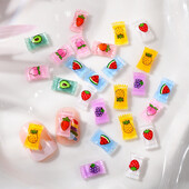 20 τμχ Mixed Candy Fruits Διακοσμητικά νυχιών 3D Cute Nails Art Charms 5*9mm Cartoon Ρητίνη Διακοσμήσεις Αξεσουάρ στρας νυχιών